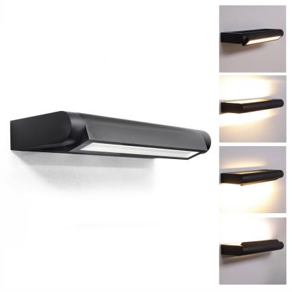 Brilagi - Aplique LED de pared exterior SALERNO LED/12W/230V 35,5 cm negro IP65
