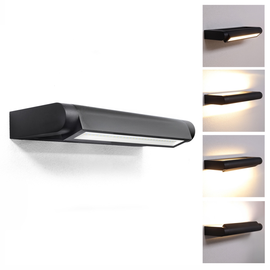 Brilagi - Aplique LED de pared exterior SALERNO LED/12W/230V 35,5 cm negro IP65