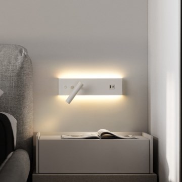 Brilagi - Aplique LED de pared orientable con puerto USB NOCTIS LED/3W/230V + LED/9W blanco
