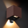 Brilagi - Aplique LED de pared para exterior con sensor CUBE LED/6W/230V, marrón, IP65