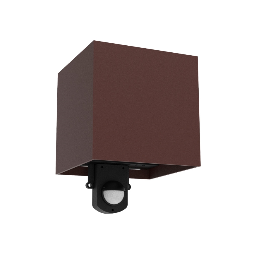 Brilagi - Aplique LED de pared para exterior con sensor CUBE LED/6W/230V, marrón, IP65