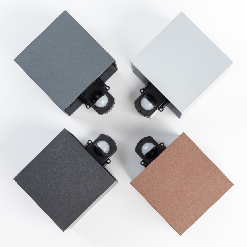 BRILAGI - Aplique LED de pared para exterior con sensor CUBE LED/6W/230V, marrón, IP65