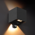 Brilagi - Aplique LED de pared para exterior con sensor CUBE LED/6W/230V, negro, IP65