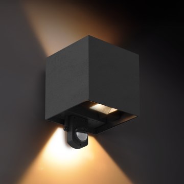 Brilagi - Aplique LED de pared para exterior con sensor CUBE LED/6W/230V, negro, IP65