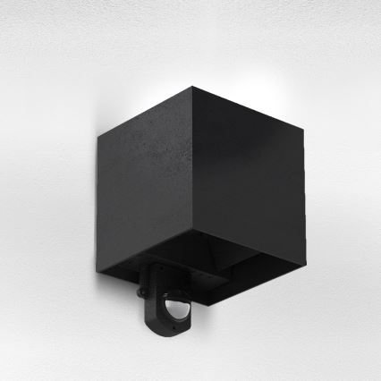 Brilagi - Aplique LED de pared para exterior con sensor CUBE LED/6W/230V, negro, IP65