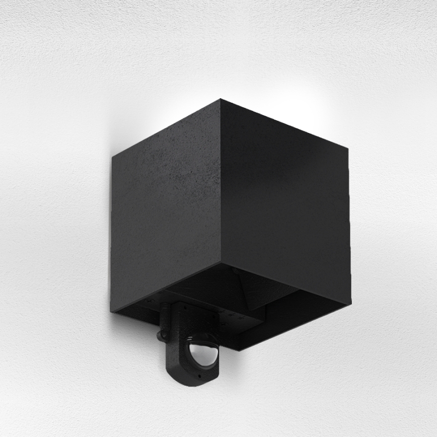 Brilagi - Aplique LED de pared para exterior con sensor CUBE LED/6W/230V, negro, IP65