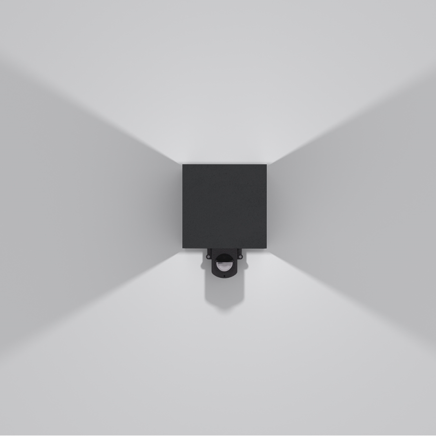 Brilagi - Aplique LED de pared para exterior con sensor CUBE LED/6W/230V, negro, IP65