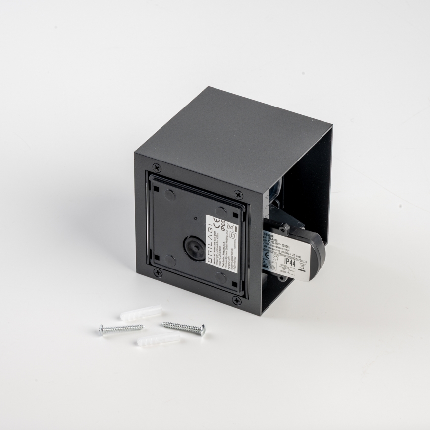 BRILAGI - Aplique LED de pared para exterior con sensor CUBE LED/6W/230V, negro, IP65