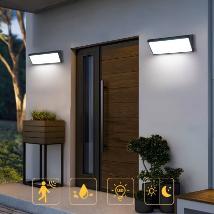 Brilagi - Aplique LED de exterior con sensor TRIANGLE LED/42W/230V 45 cm negro IP65