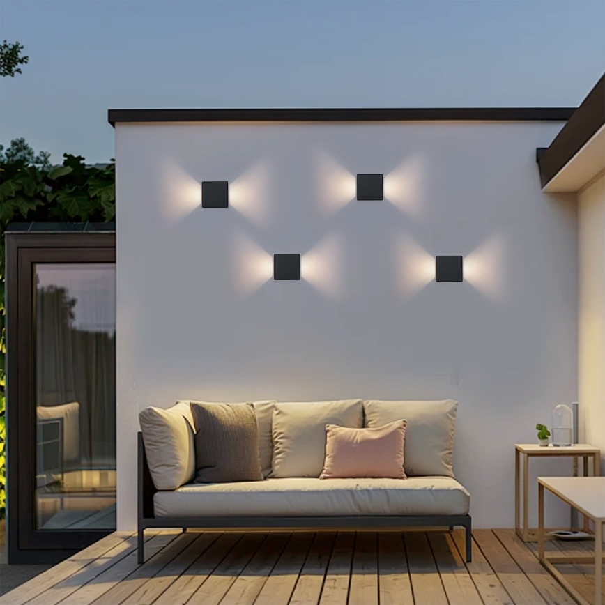 Brilagi - Aplique LED de pared para exterior DOUBLERAY LED/6W/230V, negro, IP54