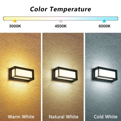 Brilagi - Aplique de pared exterior LED PARKER/12W/230V 3000/4500/6000K negro IP44