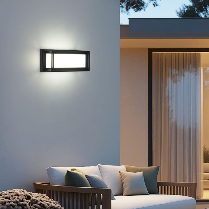 Brilagi - Aplique de pared exterior LED PARKER/12W/230V 3000/4500/6000K negro IP44