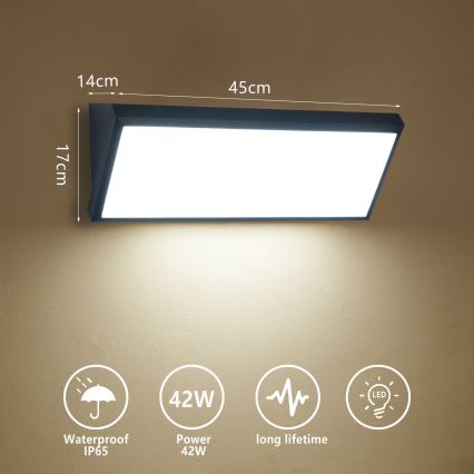 Brilagi - Aplique de pared exterior LED TRIANGLE/42W/230V 3000/4000/6500K 45 cm negro IP65