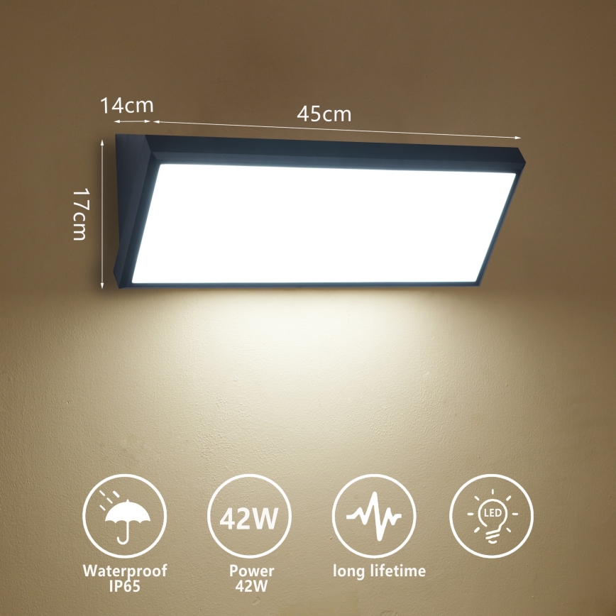 Brilagi - Aplique de pared exterior LED TRIANGLE/42W/230V 3000/4000/6500K 45 cm negro IP65