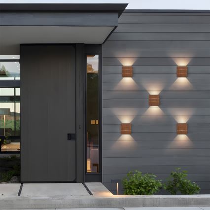 BRILAGI - Aplique LED exterior DOUBLERAY LINE LED/6W/230V acabado en madera IP54