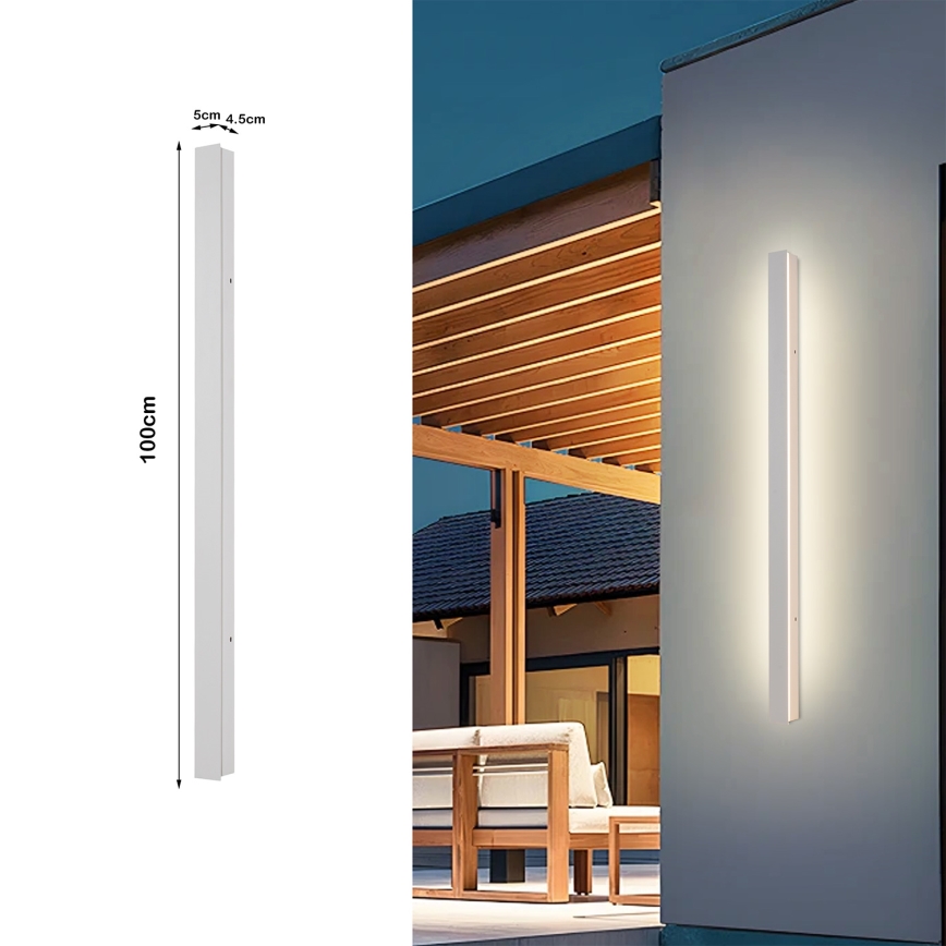 Brilagi - Aplique LED de pared para exteriores LINEAR LED/22W/230V 3000K IP65 100 cm blanco CRI 90
