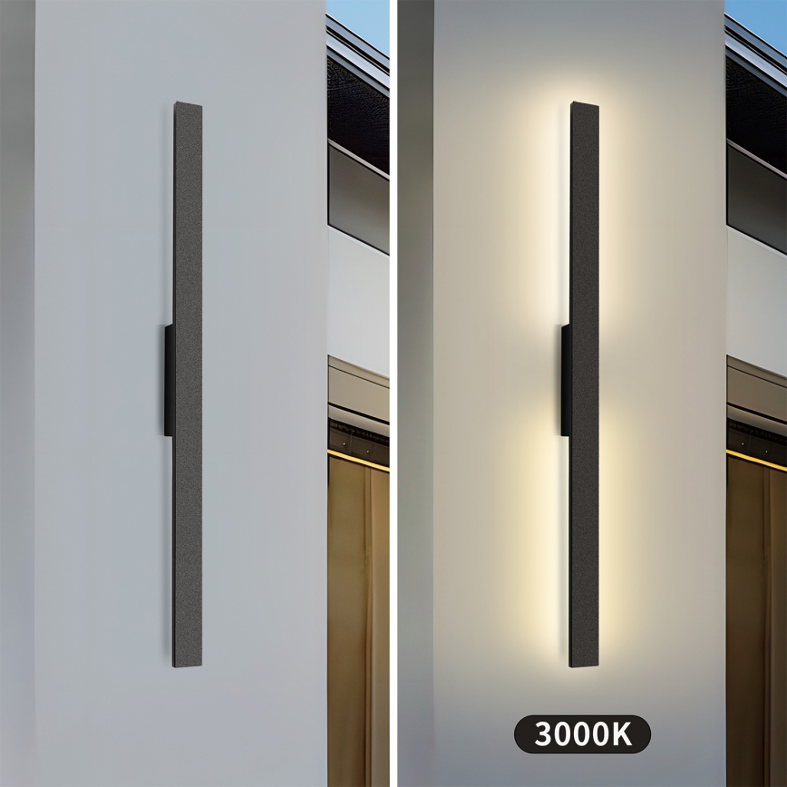 Brilagi - Aplique LED de pared para exterior LUNA LED/24W/230V 3000K IP65 100 cm negro CRI 90