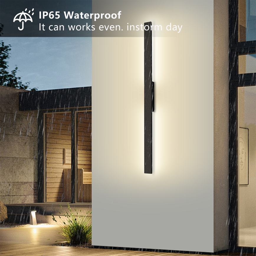 Brilagi - Aplique LED de pared para exterior LUNA LED/24W/230V 3000K IP65 100 cm negro CRI 90