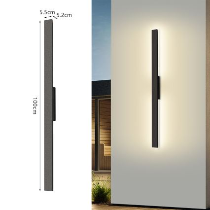 Brilagi - Aplique LED de pared para exterior LUNA LED/24W/230V 3000K IP65 100 cm negro CRI 90