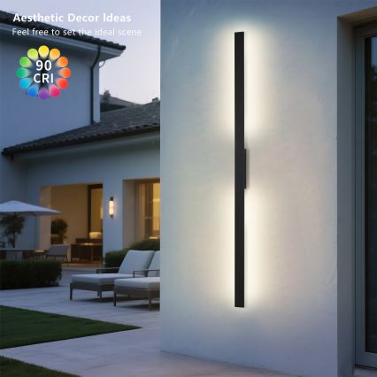 Brilagi - Aplique de pared LED para exterior LUNA LED/30W/230V 3000K IP65 150 cm negro CRI 90