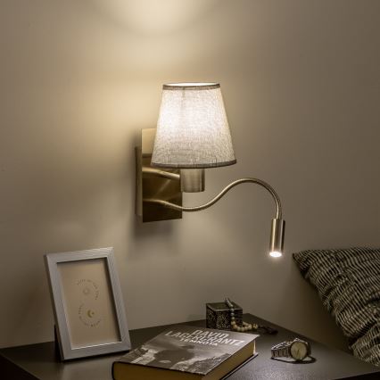 BRILAGI - LED Aplique flexible NUBILA 1xE27/25W/230V + LED/3W cromo mate/gris