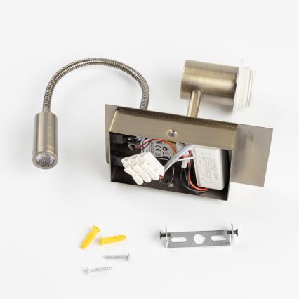 Brilagi - LED Aplique flexible NUBILA 1xE27/25W/230V + LED/3W latón/morada