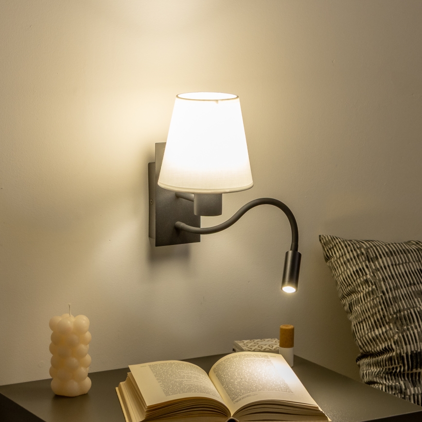 BRILAGI - LED Aplique flexible NUBILA 1xE27/25W/230V + LED/3W negro/blanco