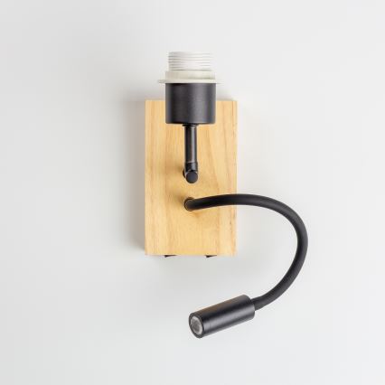 Brilagi - LED Aplique flexible NUBILA WOOD 1xE27/25W/230V + LED/3W roble/blanco