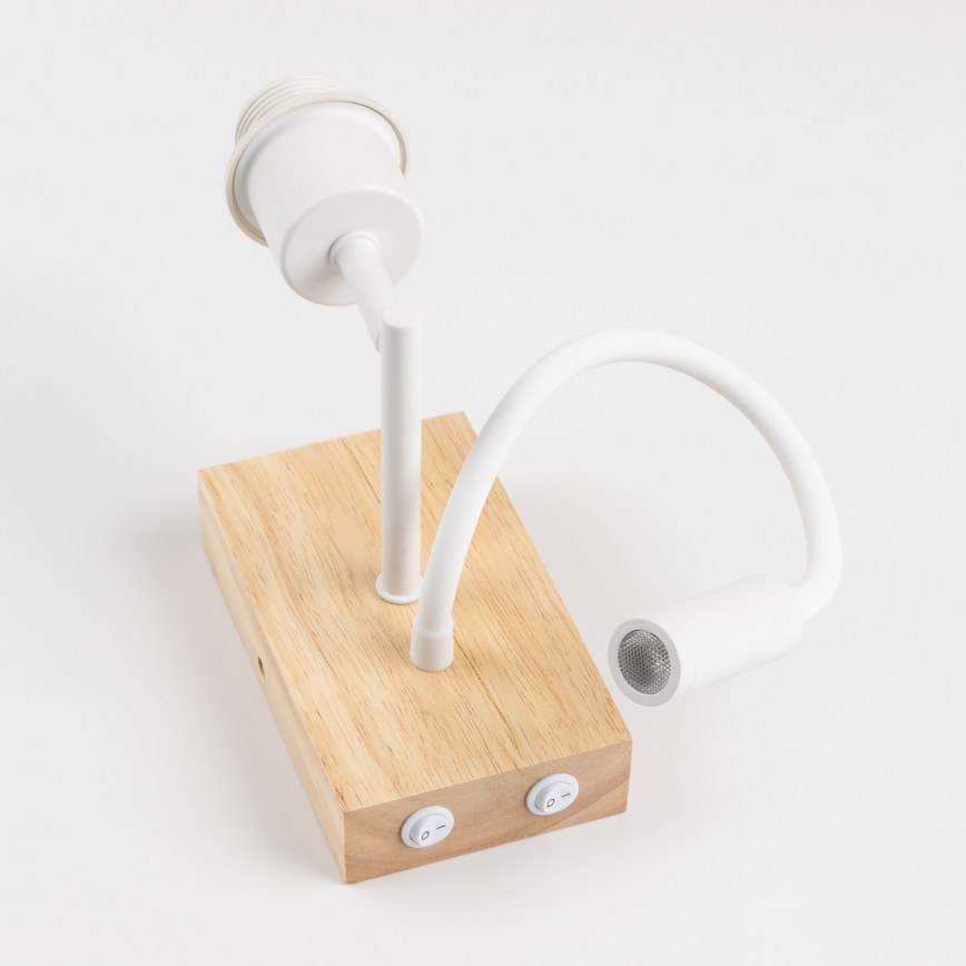 Brilagi - LED Aplique flexible NUBILA WOOD 1xE27/25W/230V + LED/3W roble/blanco