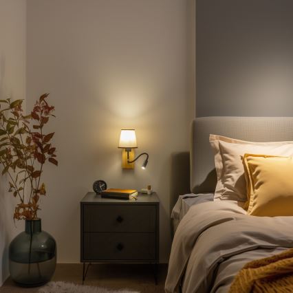 BRILAGI - LED Aplique flexible NUBILA WOOD 1xE27/25W/230V + LED/3W roble/marrón