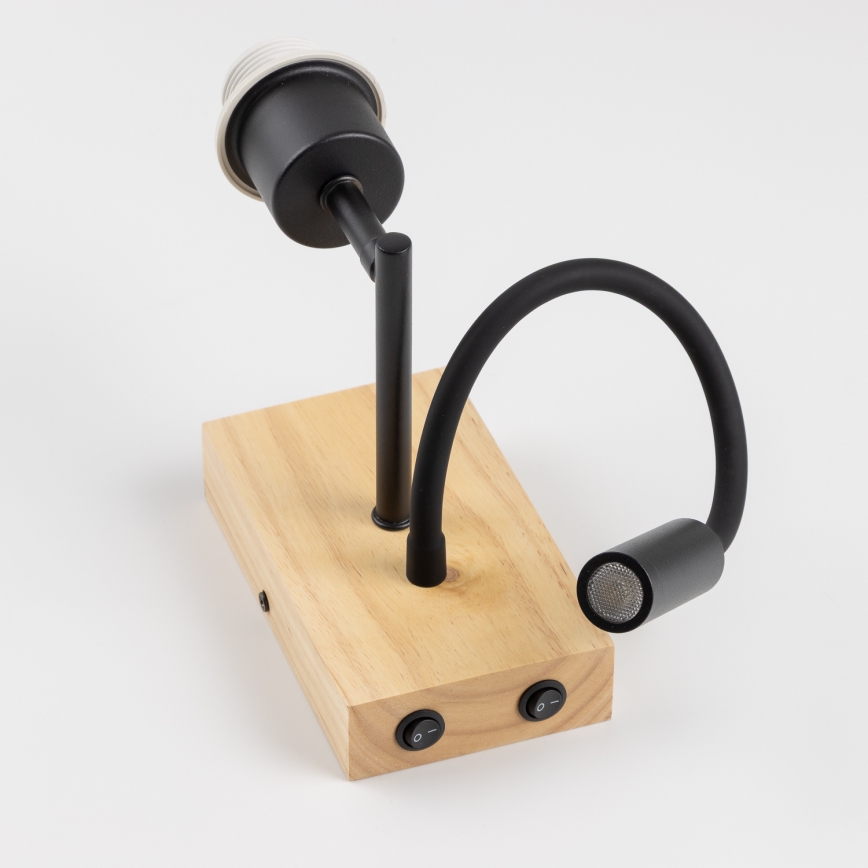Brilagi - LED Aplique flexible NUBILA WOOD 1xE27/25W/230V + LED/3W roble/rojo pompeyano
