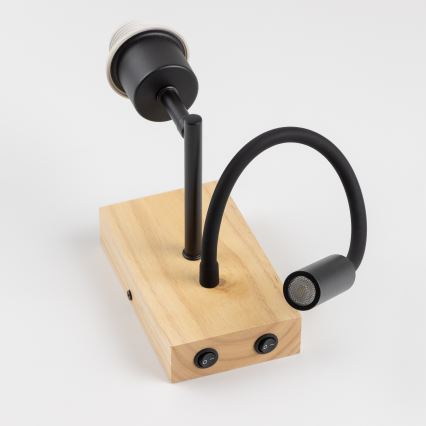 Brilagi - LED Aplique flexible NUBILA WOOD 1xE27/25W/230V + LED/3W roble/rosa
