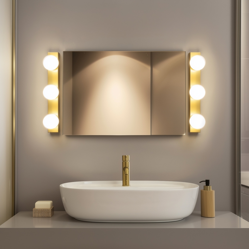 Brilagi - Iluminación LED para espejo de baño HOLLYWOOD 3xLED/3W/230V 39 cm IP44 dorada
