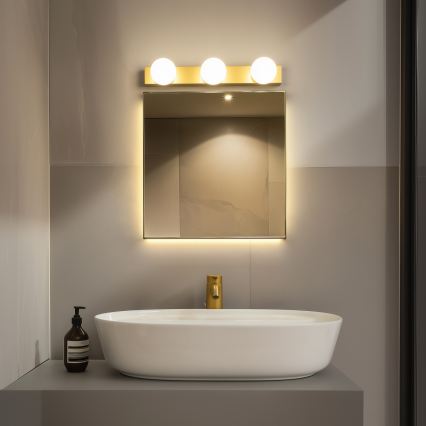 Brilagi - Iluminación LED para espejo de baño HOLLYWOOD 3xLED/3W/230V 39 cm IP44 dorada
