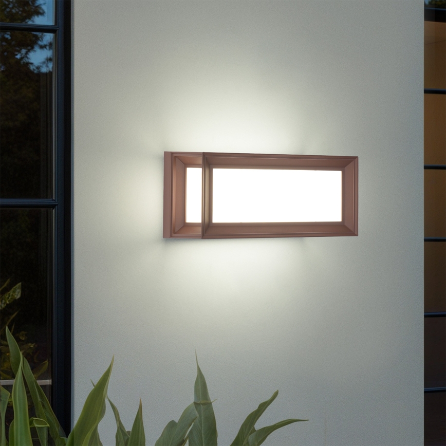 Brilagi - Aplique de pared exterior LED con sensor PARKER LED/12W/230V marrón IP44