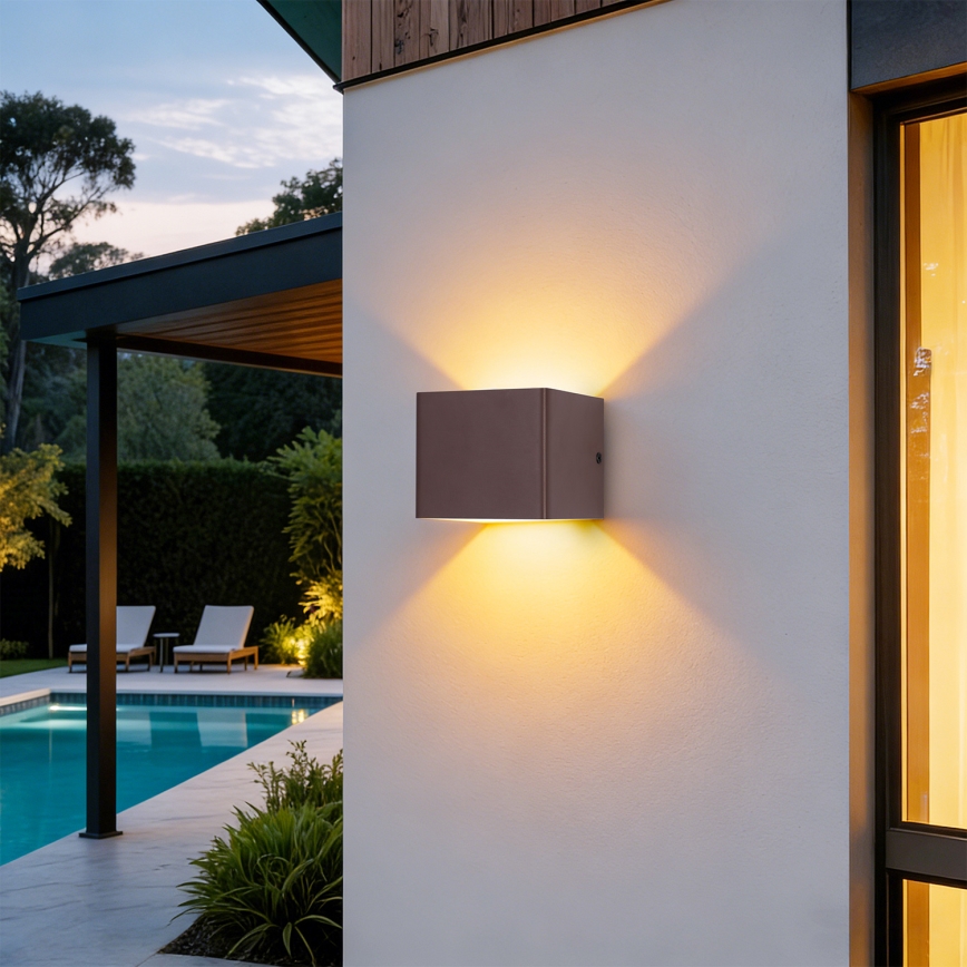Brilagi - Aplique LED para exterior DONNANI LED/5W/230V 10 cm marrón IP44