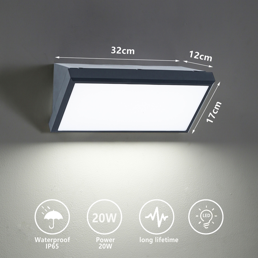 Brilagi - Aplique LED para exterior TRIANGLE LED/20W/230V 3000/4000/6500K antracita IP65