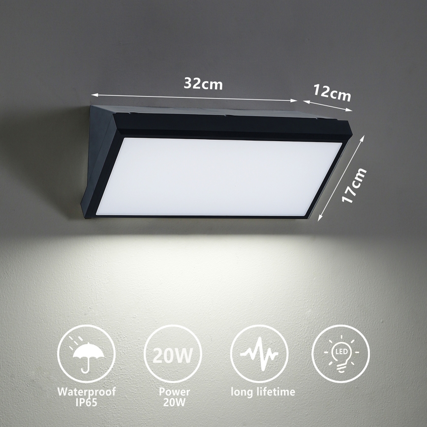 Brilagi - Aplique LED para exterior TRIANGLE LED/20W/230V negro IP65