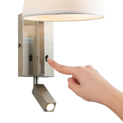 BRILAGI - Aplique LED RAYA 1xE14/40W/230V + LED/3W blanco/cromo mate