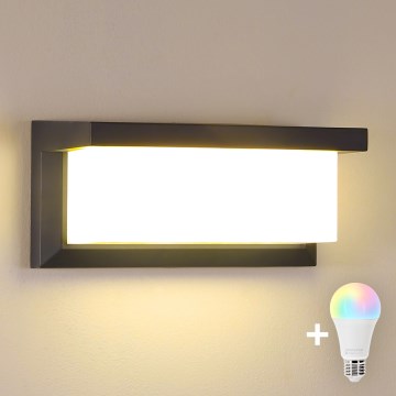 Brilagi - Aplique LED RGBW regulable para pared exterior BRICKY 1xE27/9W/230V 2700-6500K antracita IP54