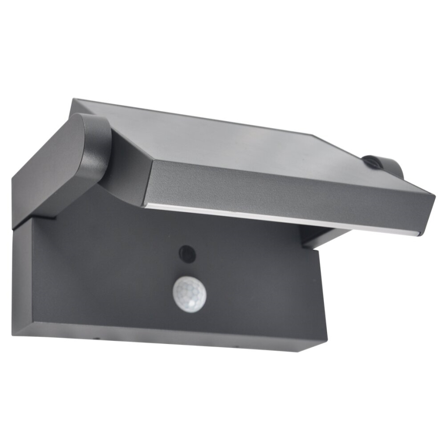 Brilagi - Aplique solar LED de pared con sensor de movimiento y crepuscular ANKLE LED/10W/3,7V 3000 mAh 3000K IP65 antracita