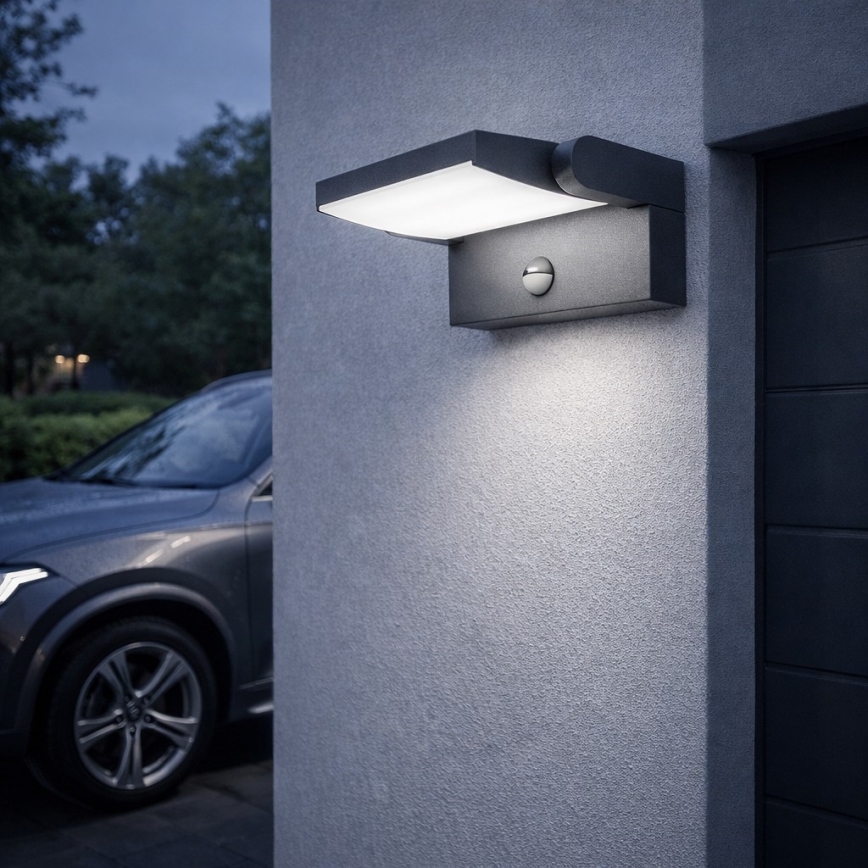 Brilagi - Aplique solar LED con sensor de movimiento y crepuscular ANKLE LED/10W/3,7V 3000 mAh 4000K IP65 antracita