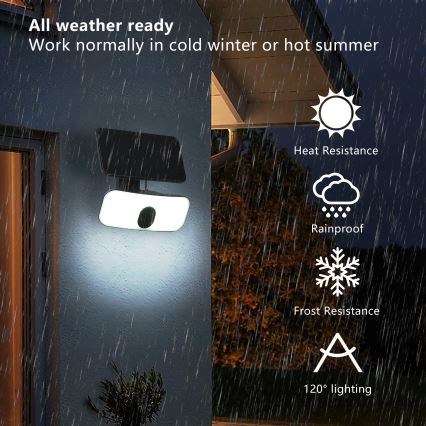 BRILAGI - Aplique solar LED de pared con sensor de movimiento y crepúsculo TECHO LED/13W/5V 4000 mAh IP65