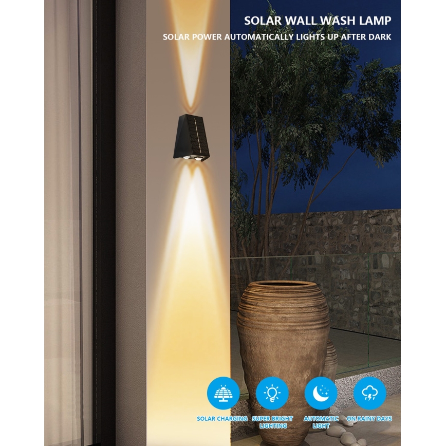 Brilagi - Aplique LED solar PYRAMID LED/2W/3,2V 1300 mAh IP54