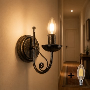 Brilagi - Aplique LED STEFANO 1xE14/40W/230V pátina negra