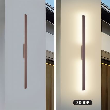 Brilagi - Aplique de pared LED para exterior LUNA LED/24 W/230 V 3000 K IP65 100 cm marrón IRC 90