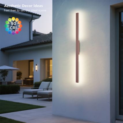 Brilagi - Aplique de pared LED para exterior LUNA LED/24 W/230 V 3000 K IP65 100 cm marrón IRC 90