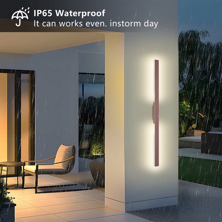 Brilagi - Aplique de pared LED para exterior LUNA LED/24 W/230 V 3000 K IP65 100 cm marrón IRC 90
