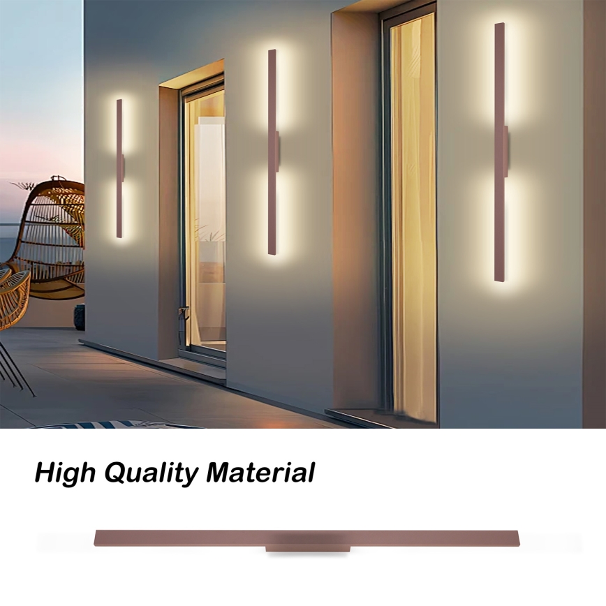 Brilagi - Aplique de pared LED para exterior LUNA LED/24 W/230 V 3000 K IP65 100 cm marrón IRC 90
