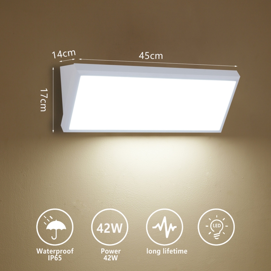Brilagi - Aplique de pared exterior LED TRIANGLE LED/42W/230V 3000/4000/6500K 45 cm blanco IP65